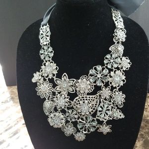 Beautiful silver and light blue crystal necklace